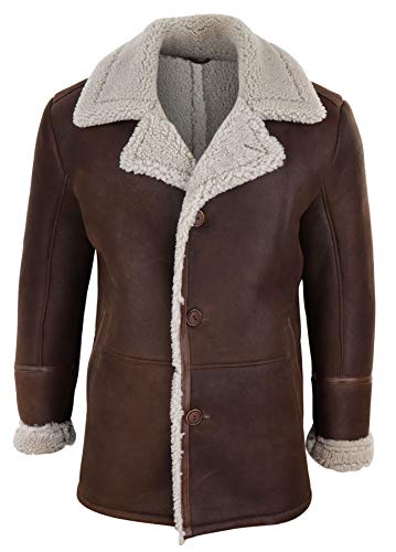TruClothing.com Herren Lederjacke 100% Echtleder Schaffell Jacke Vintage Knopfleiste Uboot Schafsleder Mantel von TruClothing.com