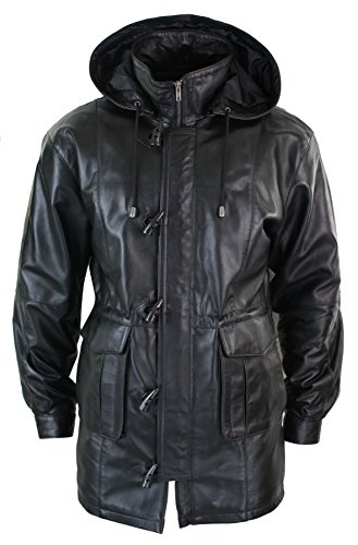 TruClothing.com Herren Lederjacke 3/4 Länge 100% Echtleder Klassisch Safari Stil Abnehmbare Kapuze von TruClothing.com