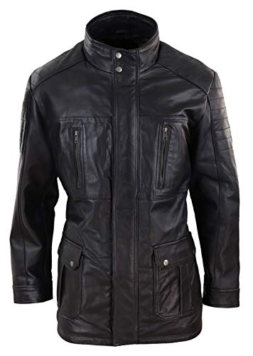 TruClothing.com Herren Lederjacke 3/4 Länge Safari Design Winter Stil Mantel von TruClothing.com