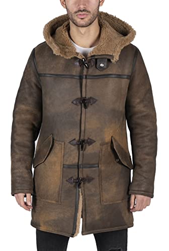 TruClothing.com Herren Lederjacke Duffle 3/4 Mantel Echtes Schaffell Klassisch Retro Braun Schafsleder Jacke - Holz M TruClothing.com Herren Lederjacke Duffle 3/4 Mantel Echtes Schaffell Klassisch Retro Braun Schafsleder Jacke - Holz M von TruClothing.com