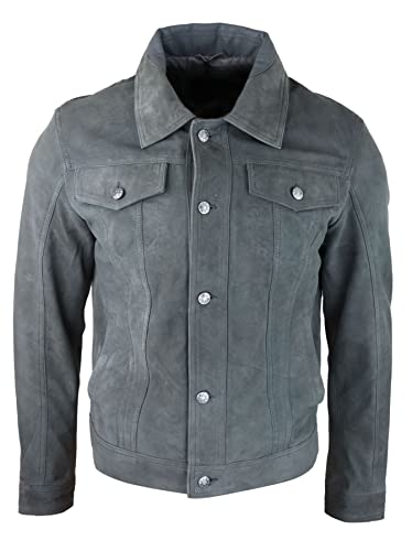 TruClothing.com Herren Lederjacke Echt Wildlederjacke Kurz Biker Klassisch Vintage von TruClothing.com