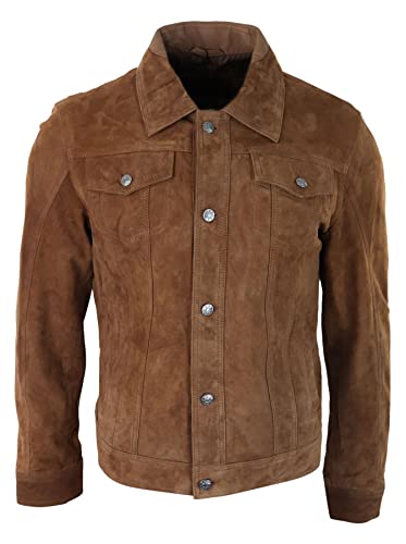 TruClothing.com Herren Lederjacke Echt Wildlederjacke Kurz Biker Klassisch Vintage von TruClothing.com