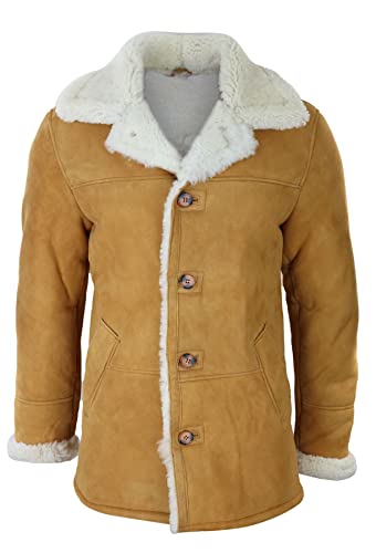 TruClothing.com Herren Lederjacke Echtes Schaffell Mantel Klassisch Tan Braun Kamel Schafsleder Jacke - Kamel S von TruClothing.com