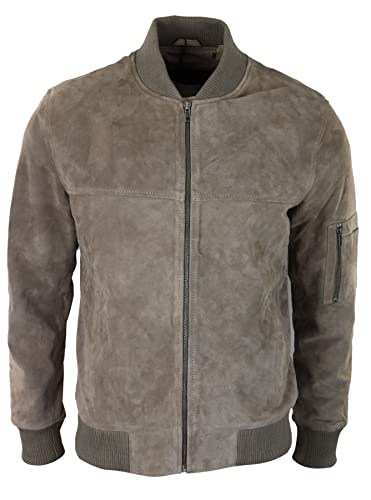 TruClothing.com Herren Lederjacke Echtes Wildleder Bomberjacke Casual Varsity Vintage Smart Casual von TruClothing.com