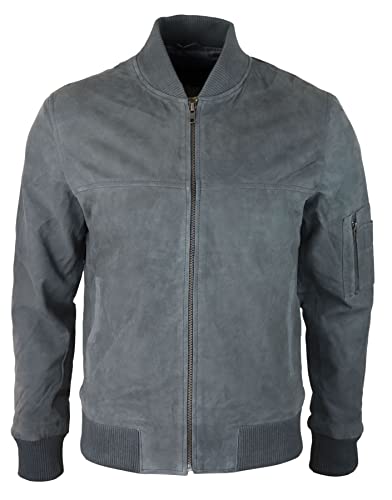 TruClothing.com Herren Lederjacke Echtes Wildleder Bomberjacke Casual Varsity Vintage Smart Casual von TruClothing.com