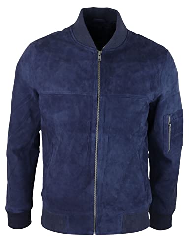 TruClothing.com Herren Lederjacke Echtes Wildleder Bomberjacke Casual Varsity Vintage Smart Casual von TruClothing.com