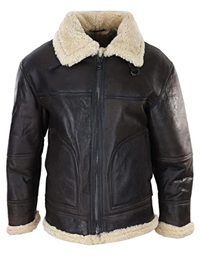 TruClothing.com Herren Lederjacke Fliegerjacke Braun Echt Schaffell Creme Pelz Klassisch WW2 Pilot Militär Schafsleder Jacke - Kamel XXL von TruClothing.com