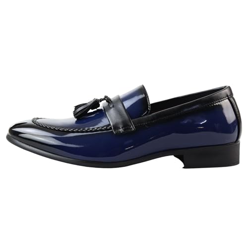 TruClothing.com Herren Mokassin Loafers Lackleder gefüttert Slip On Quaste Formale Kleid Schuhe - blau 42 EU von TruClothing.com
