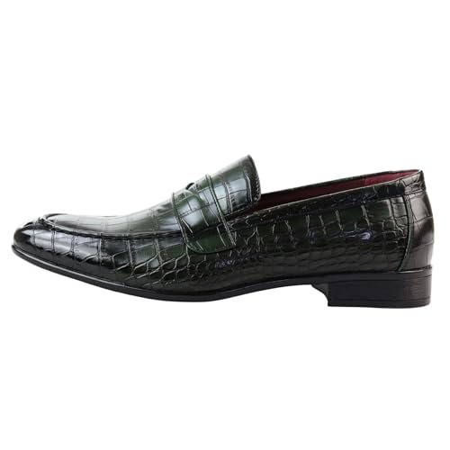 TruClothing.com Herren Mokassin Loafers Leder gefüttert Slip On Formal Dress Schuhe - grün 42 EU von TruClothing.com