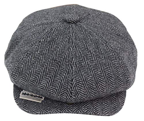 TruClothing.com Herren Mütze Tweed Fischgräte Design Rasierer Stil Blinders Design Holzkohle L von TruClothing.com