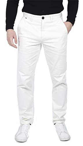 TruClothing.com Herren Regular Chino Jeans Hose Stretch Classic Elegant Maßgeschneidert Fit - wollweiß 34W 32L von TruClothing.com