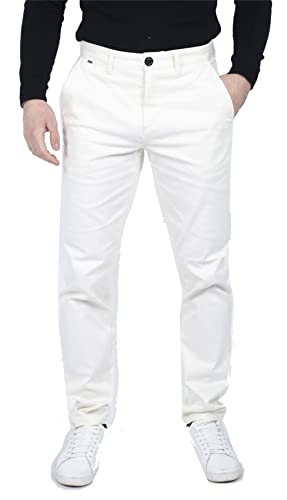 TruClothing.com Herren Regular Chino Jeans Hose Stretch Classic Elegant Maßgeschneidert Fit - wollweiß 36W 32L von TruClothing.com