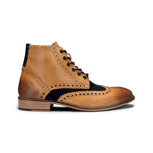 TruClothing.com Herren-Stiefel aus echtem Leder, 1920er-Jahre, Wildleder, Tweed, Schnürschuhe, elegant, formell, Hellbraunes Wildleder, 42 1/3 EU von TruClothing.com