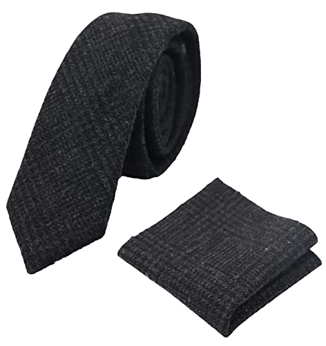 TruClothing.com Herren-Tweed-Krawatte mit Fischgrätenmuster Karo Klassisch Blau Braun Grau Schwarz - schwarz-ak11 One size von TruClothing.com