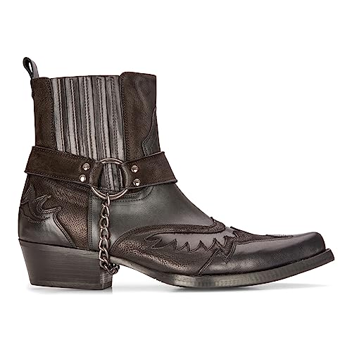 TruClothing.com Herren Western Cowboy Stiefel Vintage Spitz Knöchel Land Boot Reiten Echtleder - Schwarz 40 EU von TruClothing.com