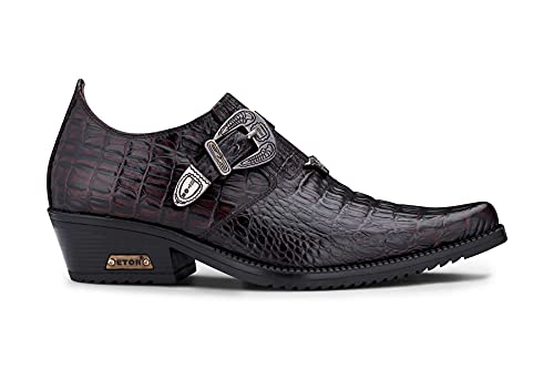 TruClothing.com Herren-Westernschuhe aus echtem Leder, Krokodil-Metall-Gürtel, kubanischer Absatz, Tanzen, Reiten, Wincklepickers, Schwarz/Braun, 41 von TruClothing.com