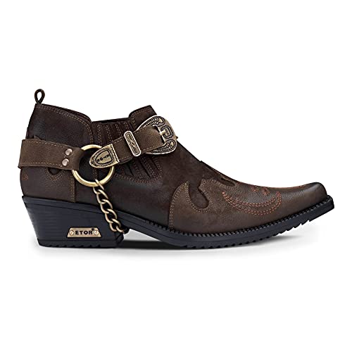 TruClothing.com Herren-Westernschuhe aus echtem Leder mit Krokodil-Schlangenmuster, Metallkette, kubanischer Absatz, braun, 43 1/3 EU von TruClothing.com