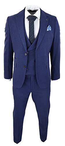 TruClothing.com Herren Wolle 3 Teilig Blau Anzug Double Zweireiher Weste Hochzeit Vintage 1920er Jahre - Marineblau 48 von TruClothing.com