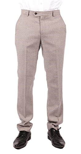 TruClothing.com Herrenhose Tweed Design Kariert Creme Beige Retro Vintage Design 1920er - Creme 42" Bund von TruClothing.com