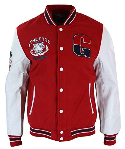 TruClothing.com Herrenjacke PU Leder Carmel Schwarz Rot Weiß Blau Varsity College Baseball Design von TruClothing.com