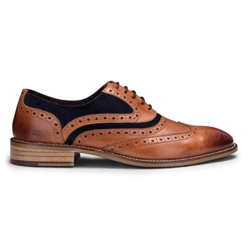 TruClothing.com Herrenschuhe 100% Echtleder Blau Braun Tweed Design Wildleder Brogues von TruClothing.com