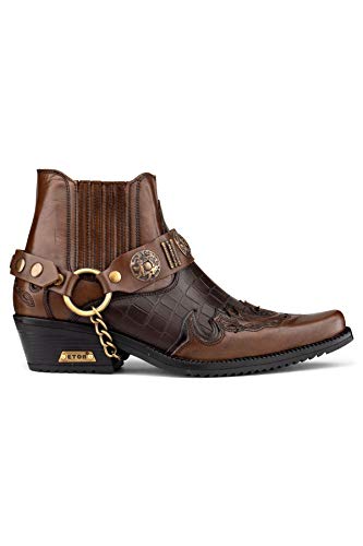 TruClothing.com Herrenstiefel Echtleder Braun Schwarz Krokodil Muster Cowboy Western Design von TruClothing.com