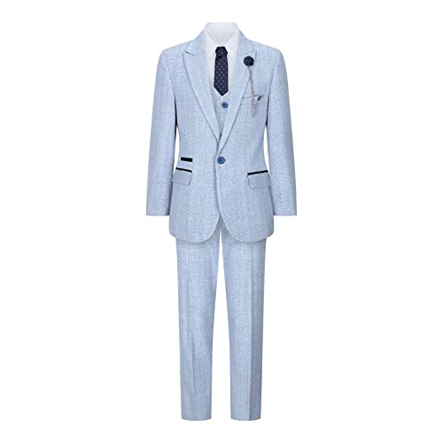 TruClothing.com Jungenanzug 3 Teilig Tweed Karierter Hellblau Tailored Fit Hochzeit Spitzenklassiker - blau 11 Jahre von TruClothing.com