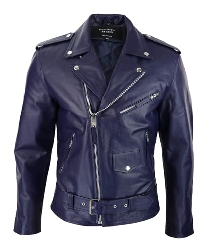 Mens Cow Hide Original Cross Zip Brando Biker Motorcycle Real Leather Jacket Tan von TruClothing.com