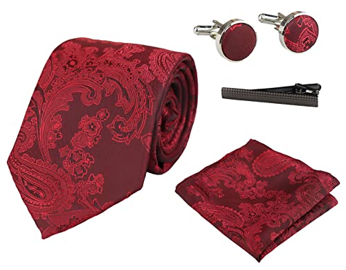 TruClothing.com Paisley Krawatte Geschenkset Einstecktuch Manschettenknöpfe Krawatte Floral Satin - rot Einheitsgröße TruClothing.com Paisley Krawatte Geschenkset Einstecktuch Manschettenknöpfe Krawatte Floral Satin - rot Einheitsgröße von TruClothing.com