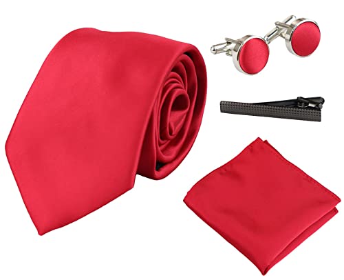 TruClothing.com Satin Krawatte Geschenkset Einstecktuch Manschettenknöpfe Krawatte Glänzender - rot Einheitsgröße TruClothing.com Satin Krawatte Geschenkset Einstecktuch Manschettenknöpfe Krawatte Glänzender - rot Einheitsgröße von TruClothing.com