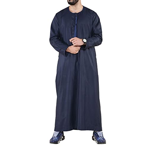 TruClothing.com Thobe Jubba für Herren Islamische Muslimischer Kaftan Emirati Robe Arabische Quaste - Marineblau XL von TruClothing.com