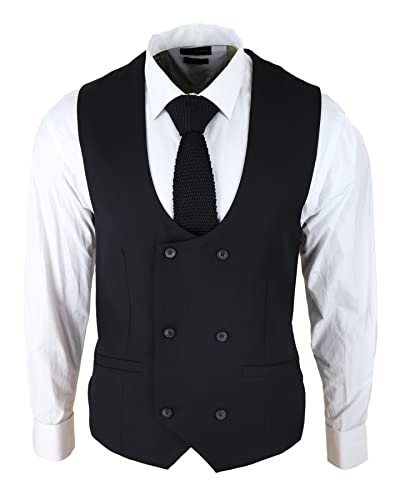 TruClothing.com Zweireihige Herrenweste Klassisch Elegant Formell Hochzeit - schwarz 52 von TruClothing.com