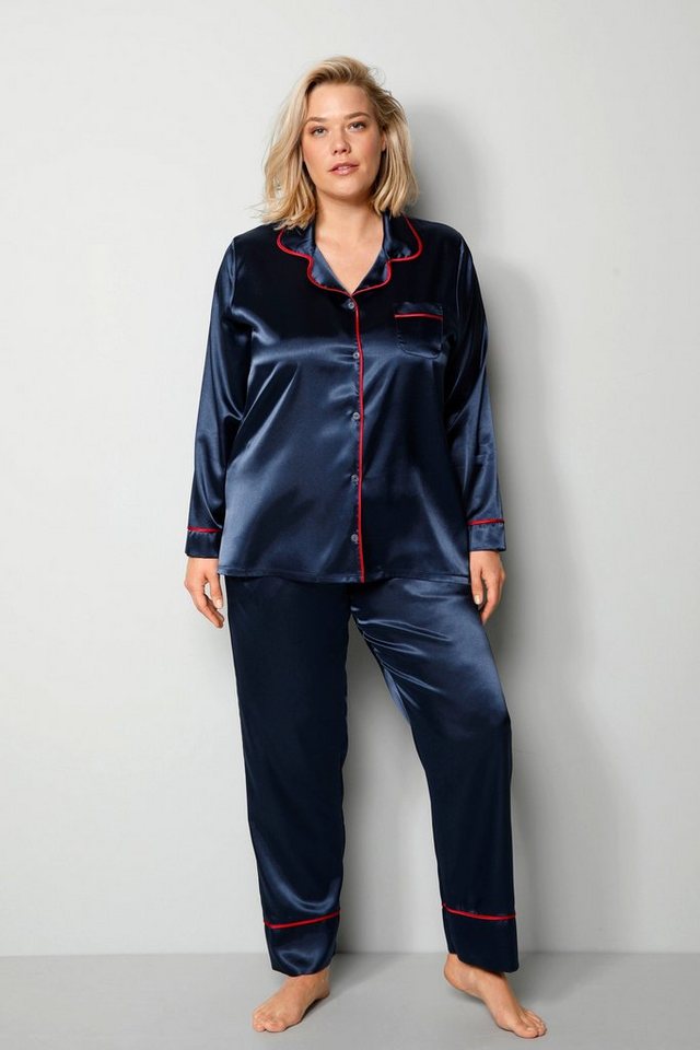 TruYou Pyjama Pyjama Zweiteiler Schlafanzug Satin farbige Paspel von TruYou