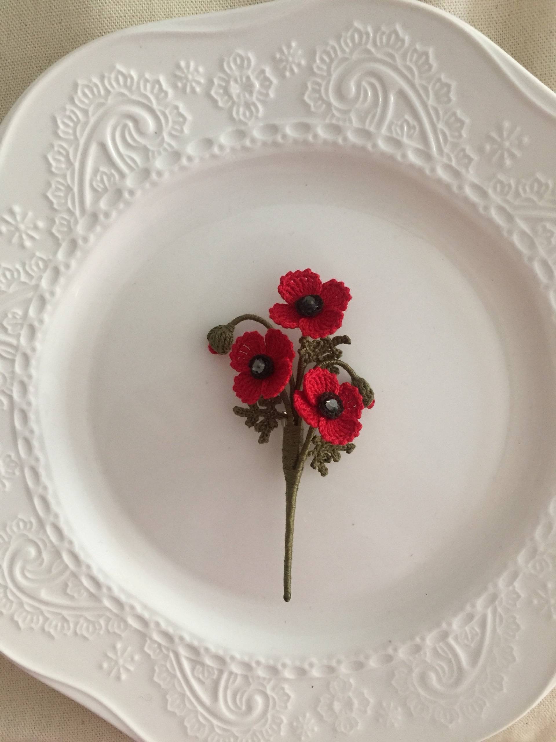 Crochet Strauß Mohnblumen Brosche, Hochzeit Blume Boutonniere, Danke Geschenk, Handgemachte Brosche Crochet Strauß Mohnblumen Brosche, Hochzeit Blume Boutonniere, Danke Geschenk, Handgemachte Brosche von TrucCrafts