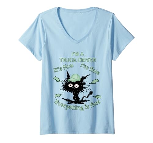 Damen Ich Bin EIN LKW-Fahrer Alles ist in Ordnung, Humor, Design, Arbeitskleidung T-Shirt mit V-Ausschnitt Damen Ich Bin EIN LKW-Fahrer Alles ist in Ordnung, Humor, Design, Arbeitskleidung T-Shirt mit V-Ausschnitt von Truck Driver Humor Everything is Fine Vibe
