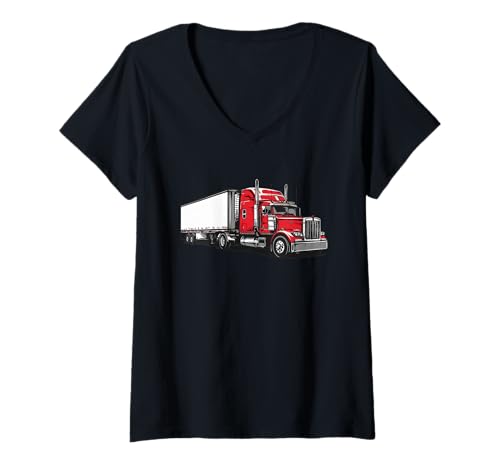 Damen Semi-LKW-Fahrer T-Shirt mit V-Ausschnitt Damen Semi-LKW-Fahrer T-Shirt mit V-Ausschnitt von Trucker and Truck Driver Design