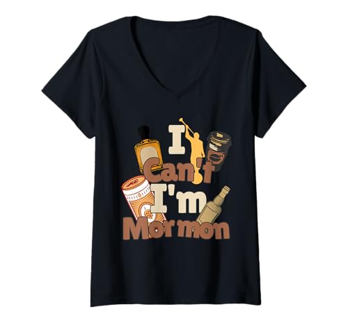 Damen I Can't I'm Mormon Funny LDS Humor with Coffee & Drinks T-Shirt mit V-Ausschnitt Damen I Can't I'm Mormon Funny LDS Humor with Coffee & Drinks T-Shirt mit V-Ausschnitt von TruckerJunk Designs