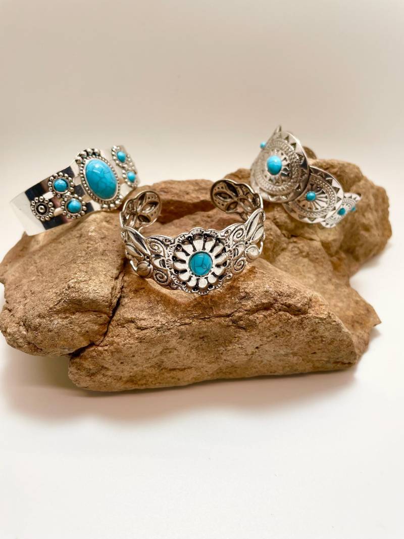 Silber Türkis Western Armbänder, Vintage-Inspirierte Silberarmbänder, Mutige Rustikale Einzigartige Geschenke von TrudeesBoutique