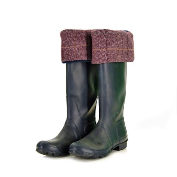 Gummistiefel Aus Fleece Mit Tweed-Wolle-Boot-Manschette - Perfekt Für Diejenigen, Die Unter Kalten Füßen Leiden Uk Made von TrudieOliverTextiles