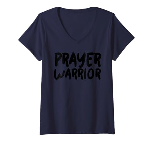 Damen Prayer Warrior T-Shirt mit V-Ausschnitt von True Believing Christian Tees