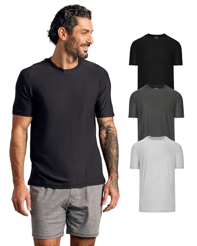 True Classic Trainingsshirts für Herren – Sportliche Oberteile & Fitnessshirts für Männer, Schnell trocknendes Herren-Workout-Shirt, 3er-Pack, Bunt, L von True Classic