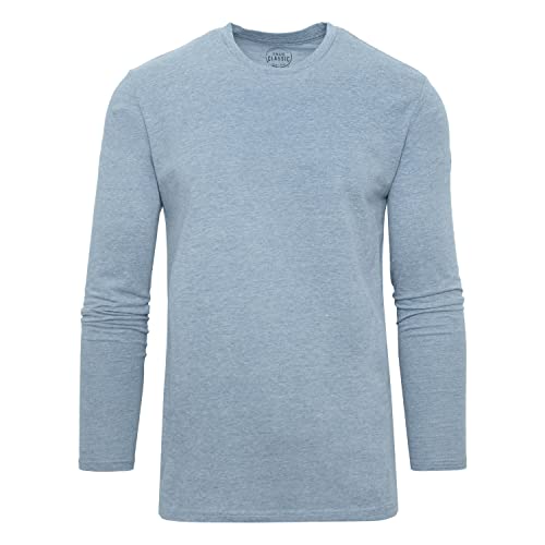 True Classic Langärmeliges Crew-Shirt für Herren. Hochwertiges, tailliertes Herren-Shirt mit Rundhalsausschnitt für Herren., Heather Indigo, L von True Classic