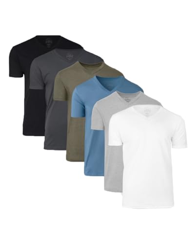 True Classic Herren V-Ausschnitt T-Shirt mit kurzen Ärmeln, 6er-Pack - Staple, L von True Classic