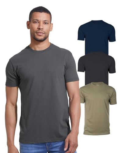 True Classic Herren T-Shirt mit Rundhalsausschnitt und kurzen Ärmeln, 3er-Pack - Marineblau, Holzkohlefarben, Militärgrün, XL von True Classic