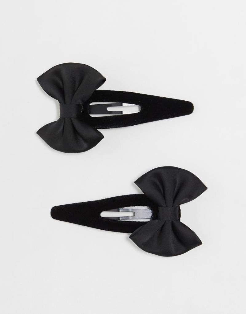 True Decadence - 2er-Pack Haarspangen in Schwarz mit Schleifendetail von True Decadence