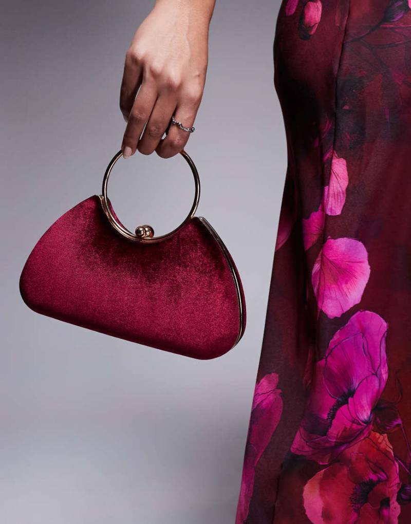 True Decadence - Clutch in Burgunderrot und Gold mit abnehmbarem Schulterriemen von True Decadence