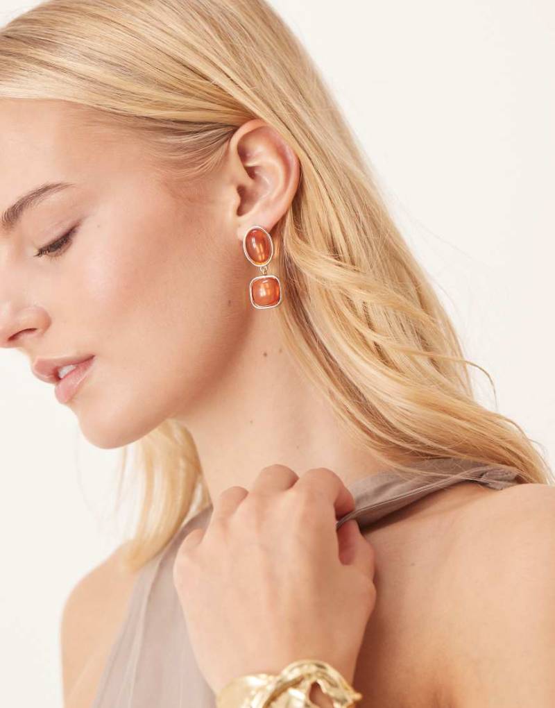 True Decadence - Creolen in Gold mit Bernstein-Anhänger-Goldfarben von True Decadence