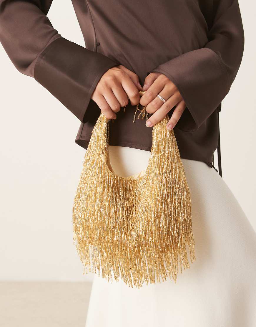 True Decadence - Handtasche in Gold mit Perlenbesatz-Goldfarben True Decadence - Handtasche in Gold mit Perlenbesatz-Goldfarben von True Decadence