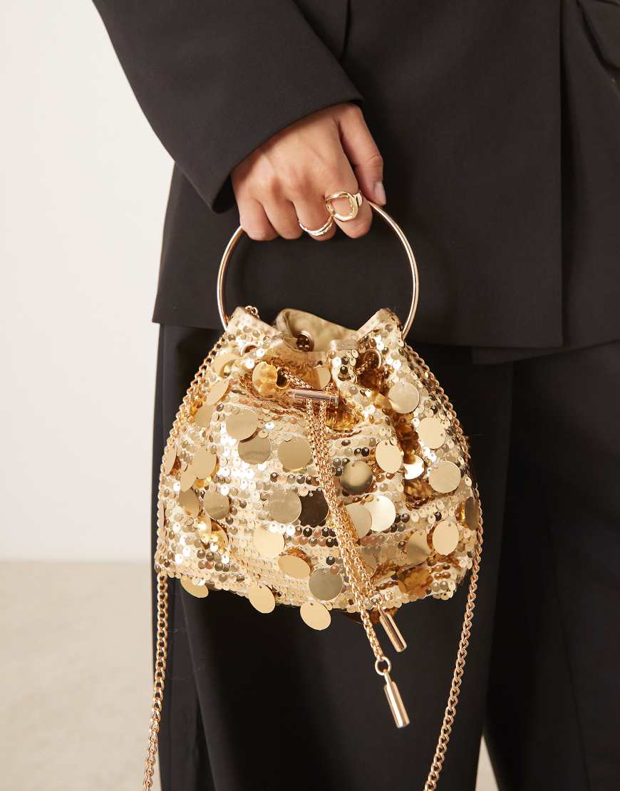 True Decadence - Mini-Handtasche mit Paillettenbesatz in Gold-Goldfarben von True Decadence