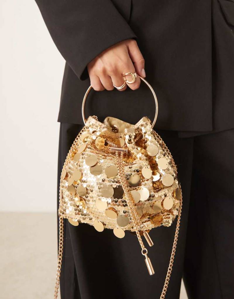 True Decadence - Mini-Handtasche mit Paillettenbesatz in Gold-Goldfarben von True Decadence